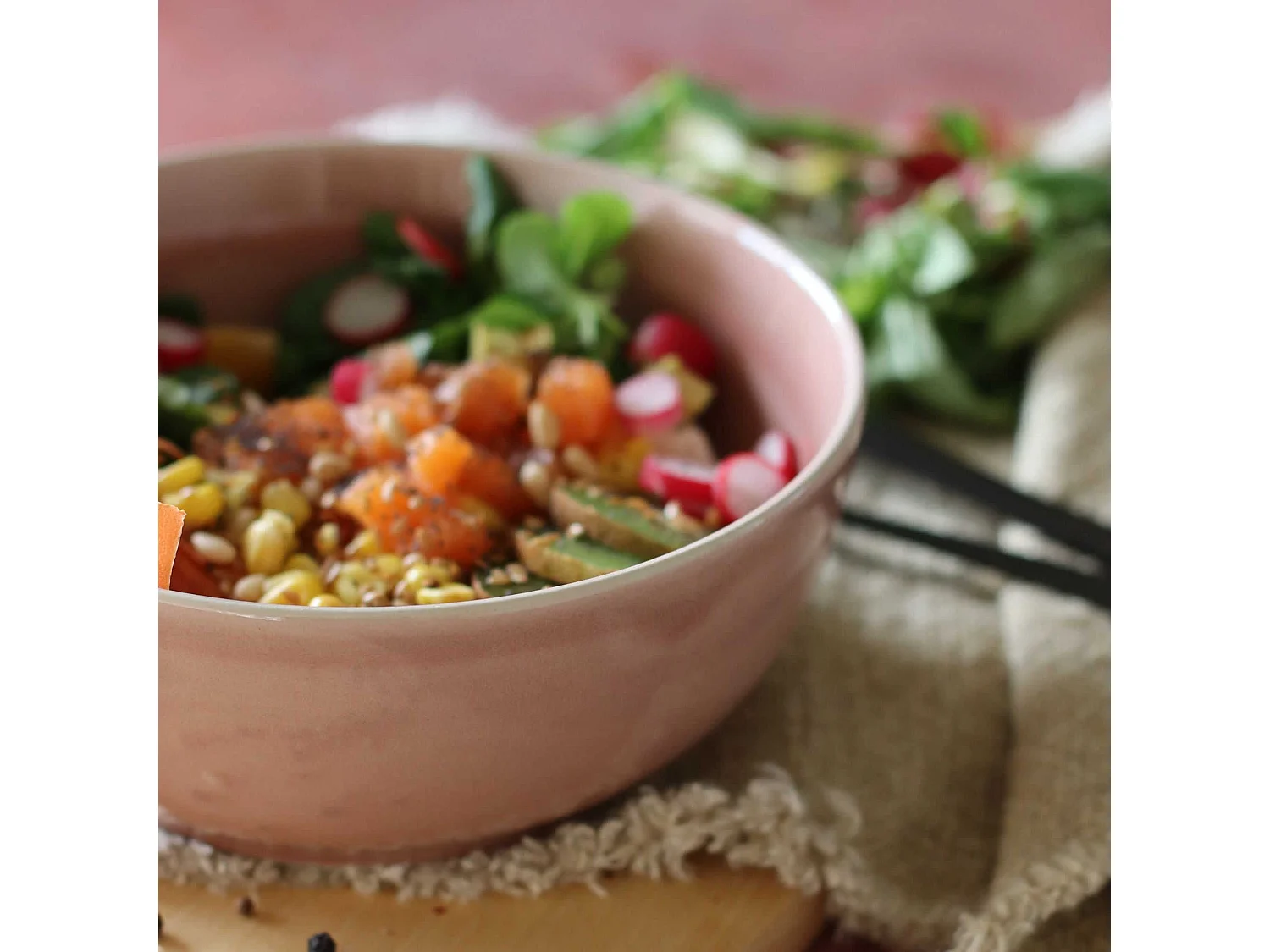 Ogo Living - Poke Bowl 18cm En Gres Rose Pale 1100ml