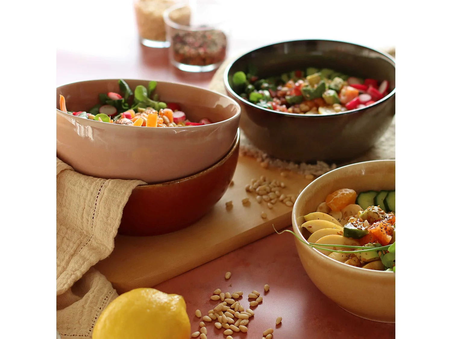 Ogo Living - Poke Bowl 18cm En Gres Rose Pale 1100ml