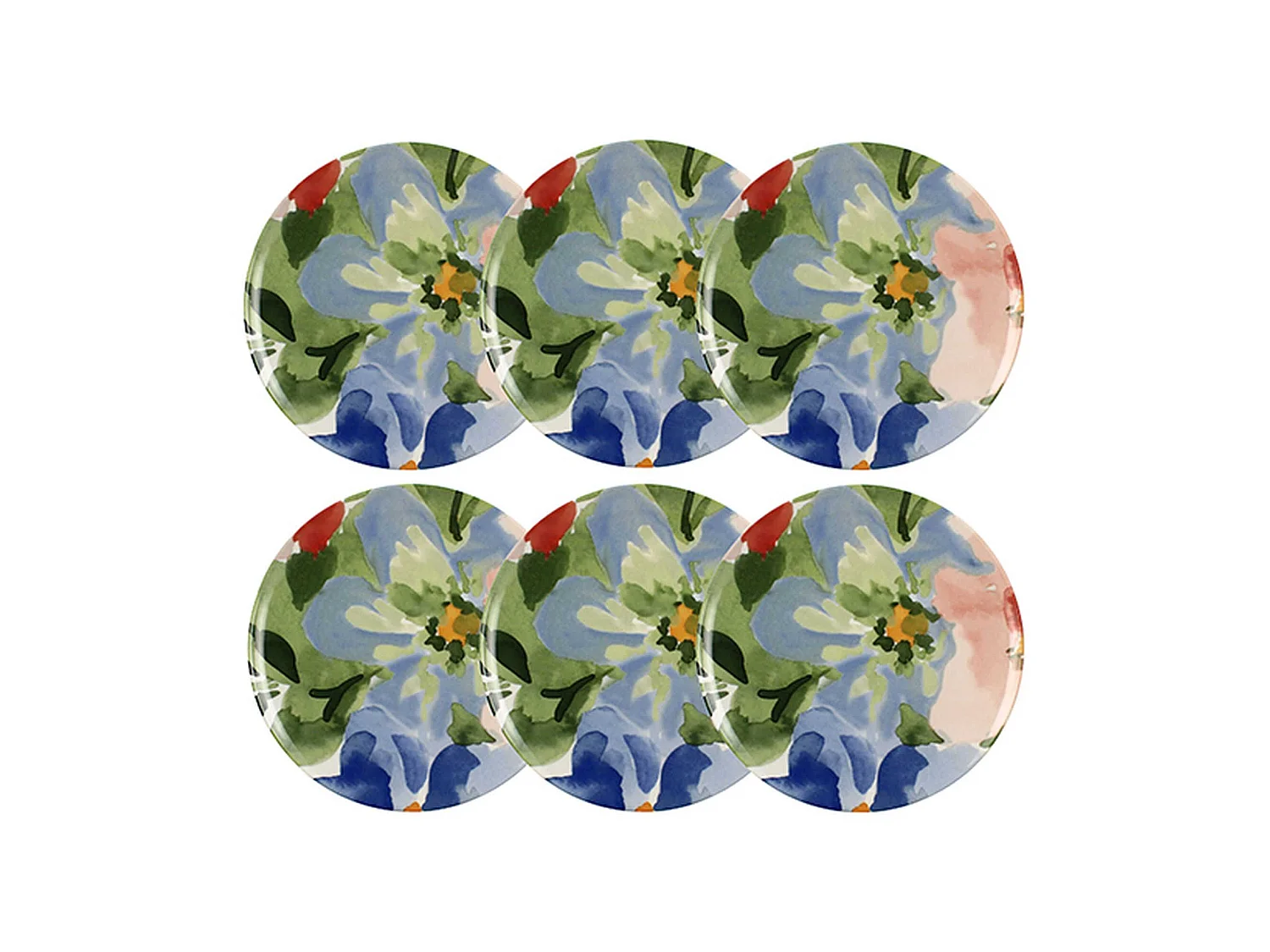 Novastyl - Lot 6 Assiettes Plates Floralux 26cm En Porcelaine
