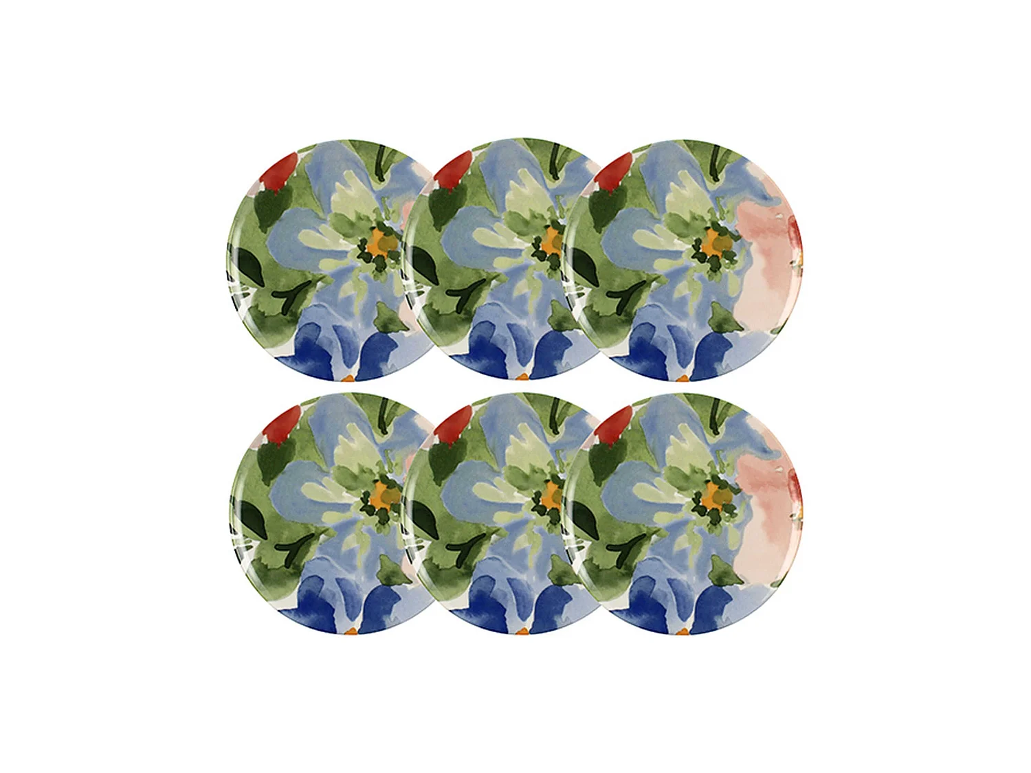 Novastyl - Lot 6 Assiettes Plates Floralux 26cm En Porcelaine