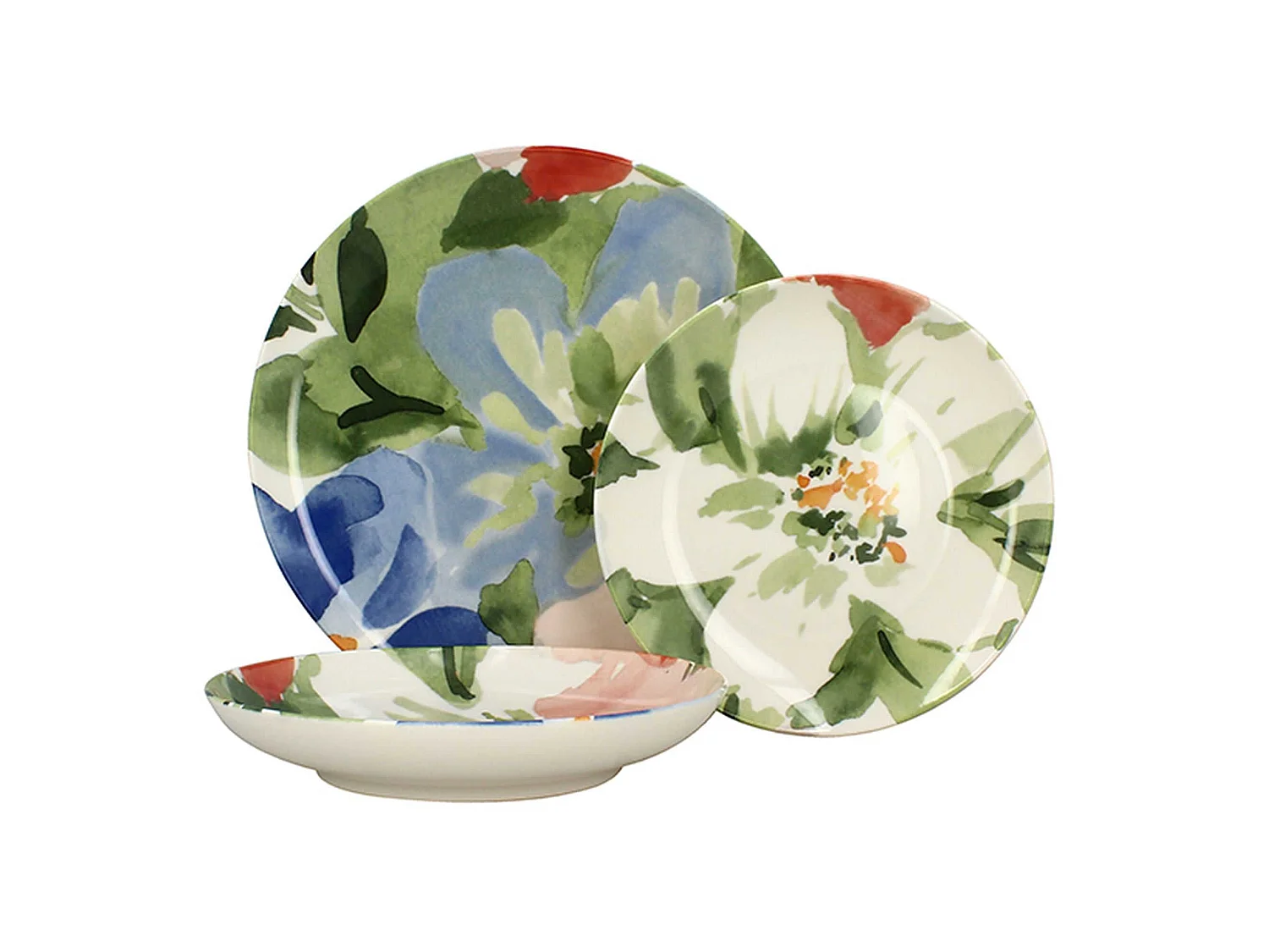 Novastyl - Lot 6 Assiettes Plates Floralux 26cm En Porcelaine