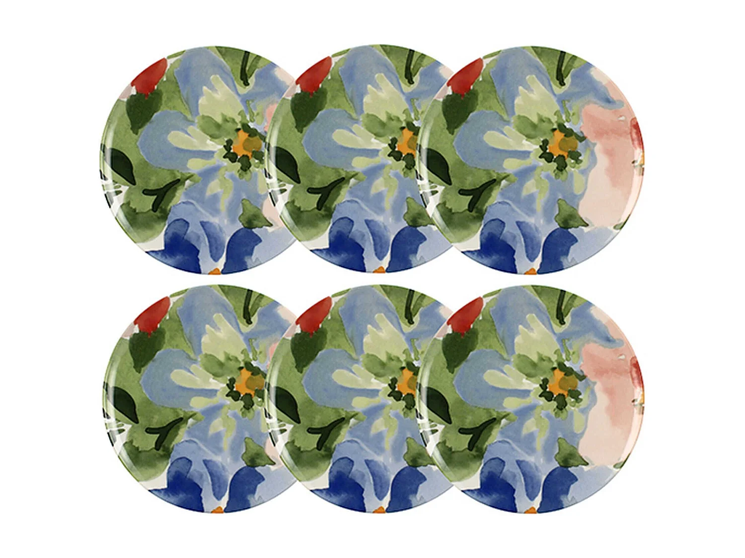 Novastyl - Lot 6 Assiettes Plates Floralux 26cm En Porcelaine