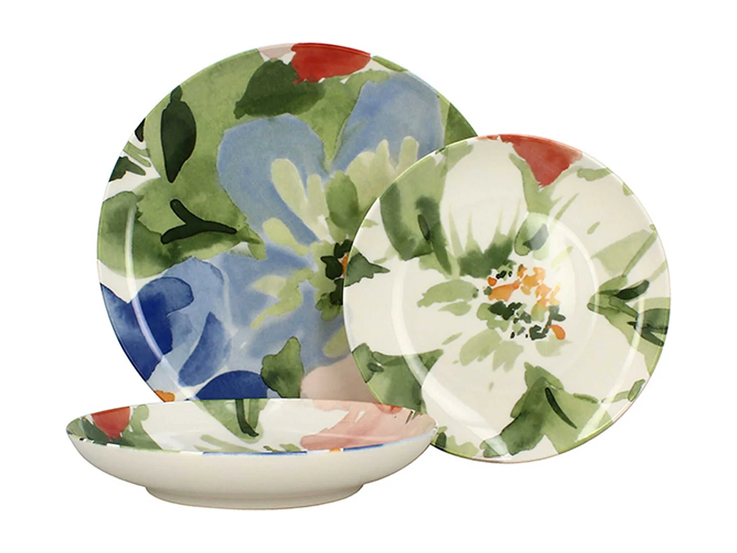 Novastyl - Lot 6 Assiettes Plates Floralux 26cm En Porcelaine