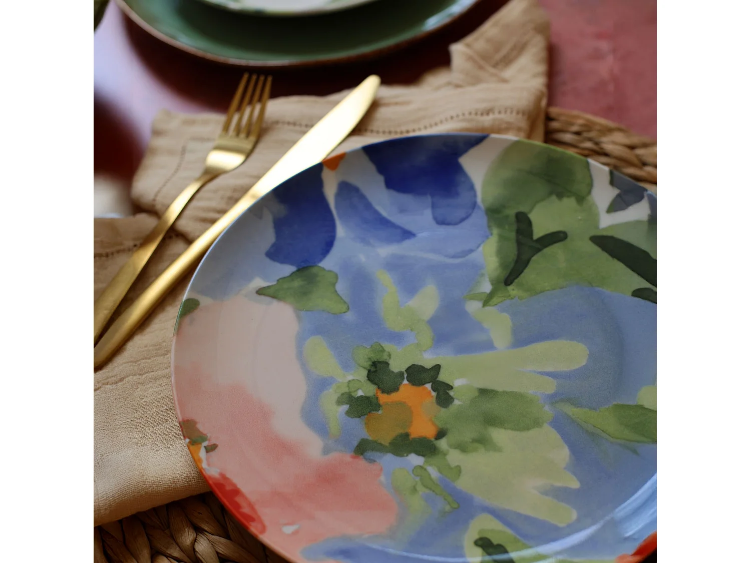 Novastyl - Lot 6 Assiettes Plates Floralux 26cm En Porcelaine