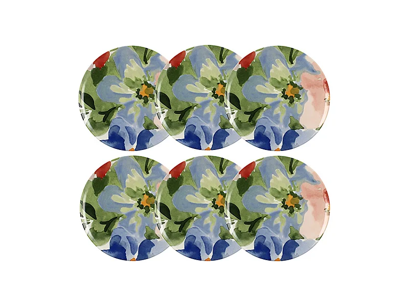 Novastyl - Lot 6 Assiettes Plates Floralux 26cm En Porcelaine