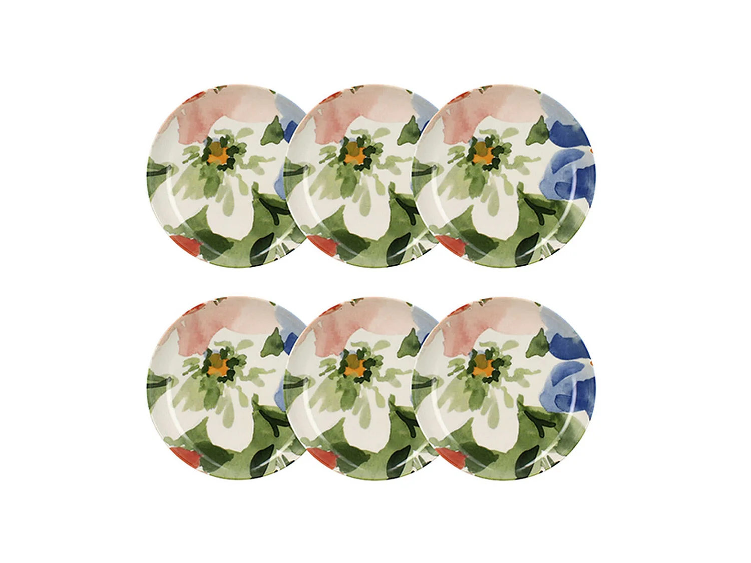 Novastyl - Lot 6 Assiettes Creuses Floralux 21cm En Porcelaine