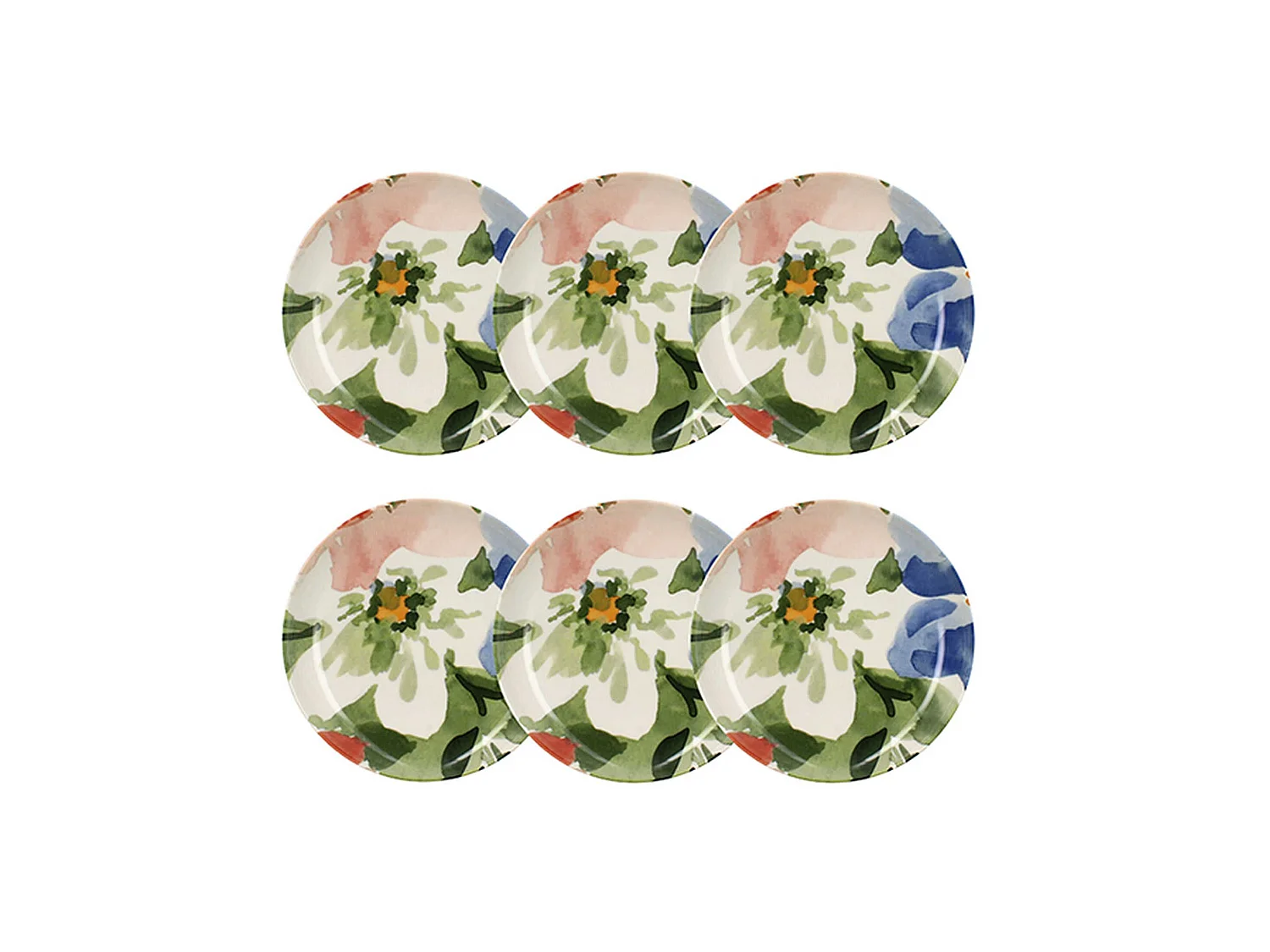 Novastyl - Lot 6 Assiettes Creuses Floralux 21cm En Porcelaine