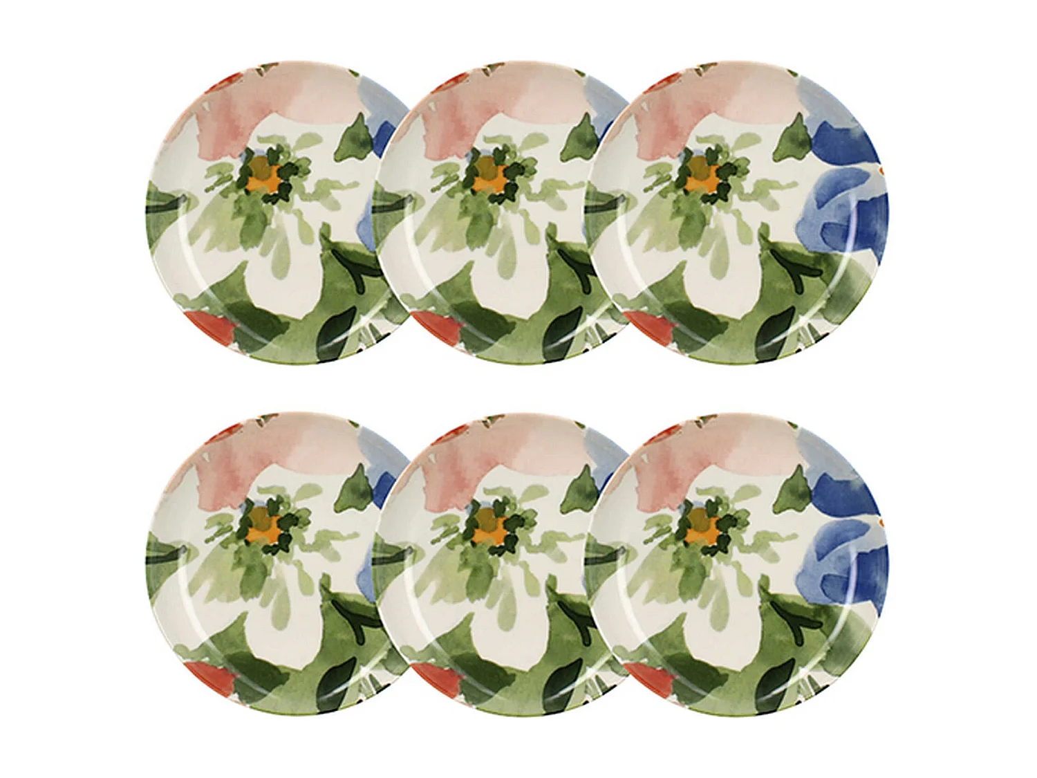 Novastyl - Lot 6 Assiettes Creuses Floralux 21cm En Porcelaine