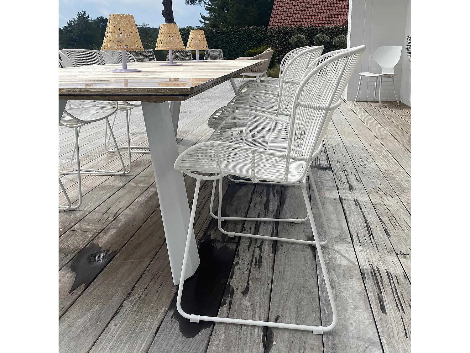 Now's Home - Fauteuil De Table Exterieur En Polypropylene Blanc