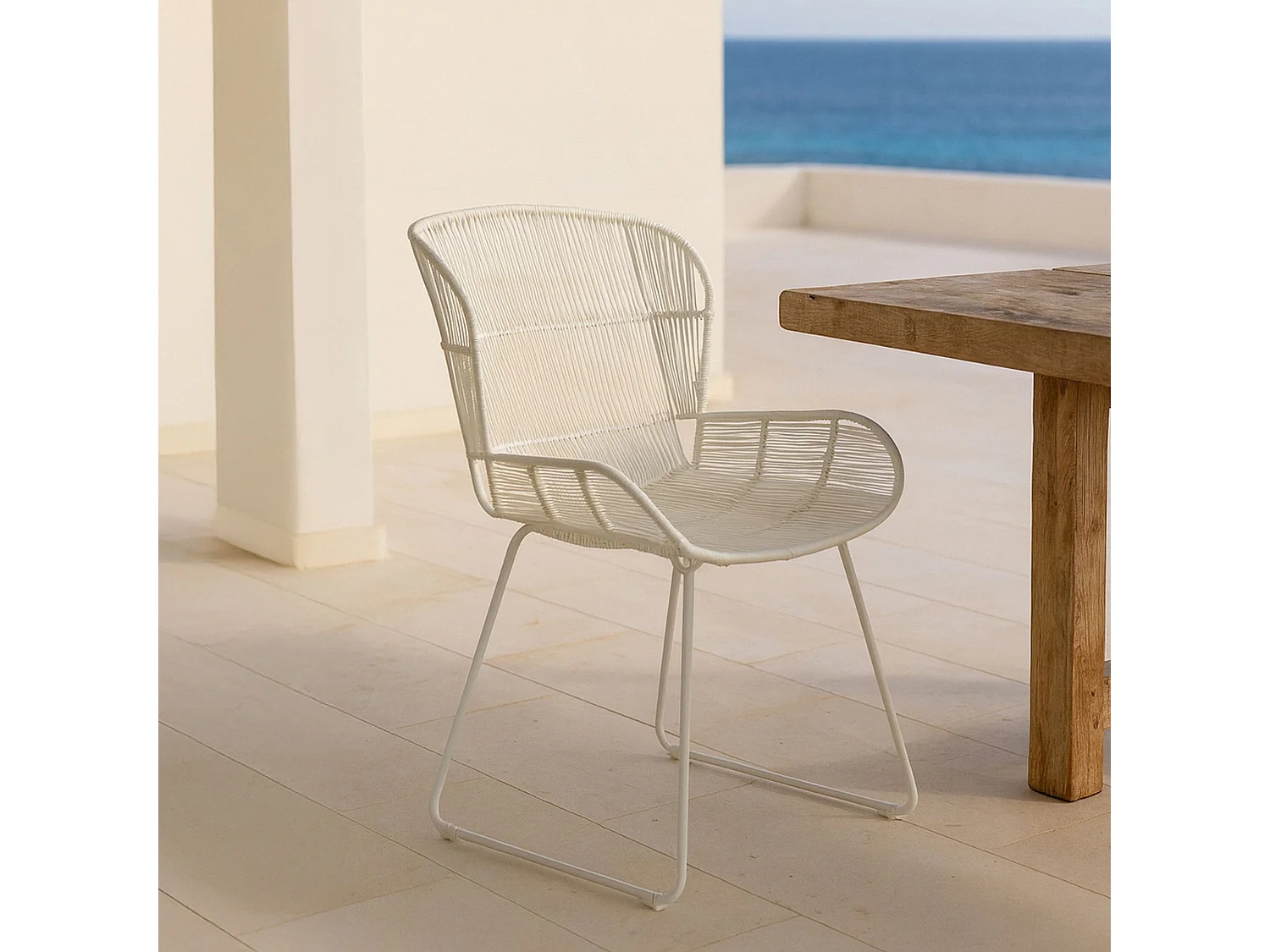 Now's Home - Fauteuil De Table Extérieur En Polypropylène Blanc