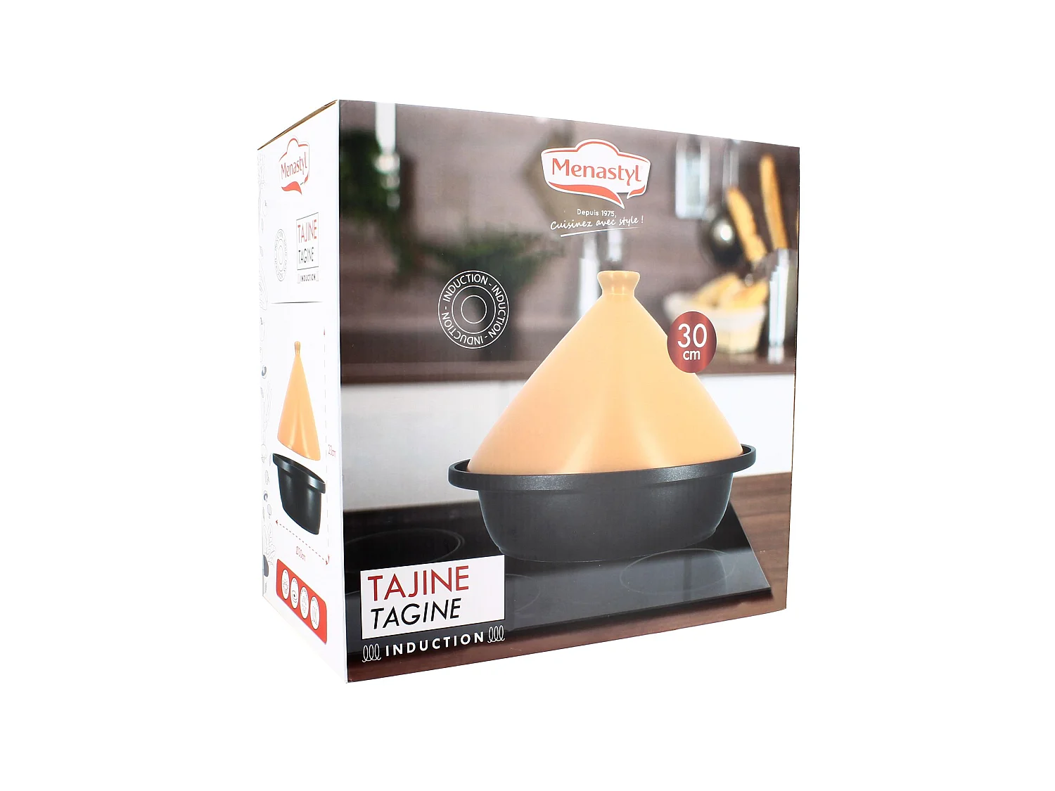 Menastyl - Tajine D30cm Fond Alu Induction Couvercle En Céramique Jaune