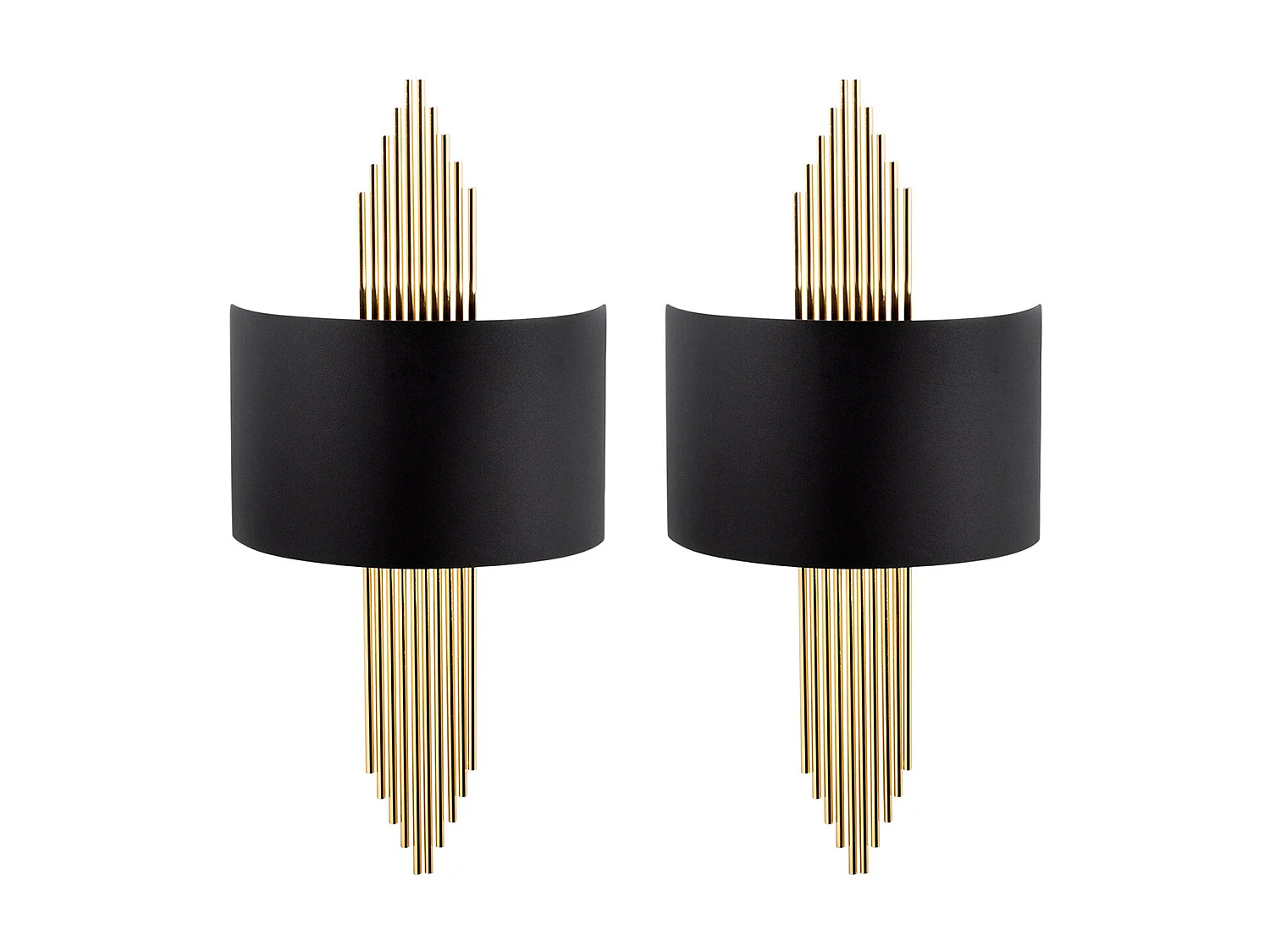 Lot de 2 appliques art déco en métal - L. 22 x H. 75 cm - Noir et doré - SANGARIUS