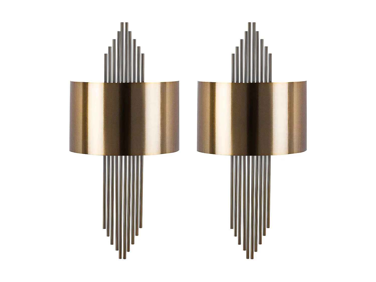 Lot de 2 appliques art déco en métal - L. 22 x H. 75 cm - Doré - SANGARIUS