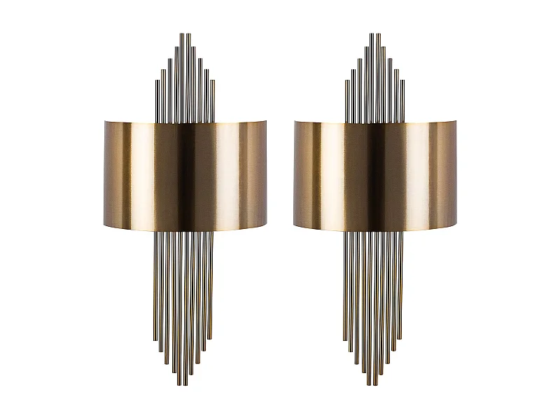 Applique L. 22 x H. 75 cm in Metallo Dorato Art déco - Lotto di 2 - SANGARIUS