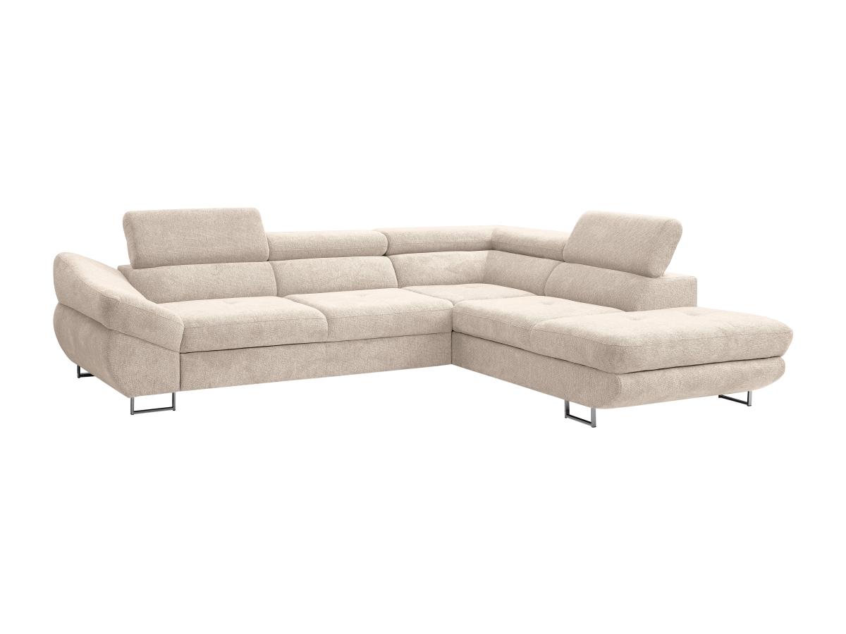 Ecksofa mit Schlaffunktion - Ecke rechts - Strukturstoff - Beige - DALIAS günstig online kaufen