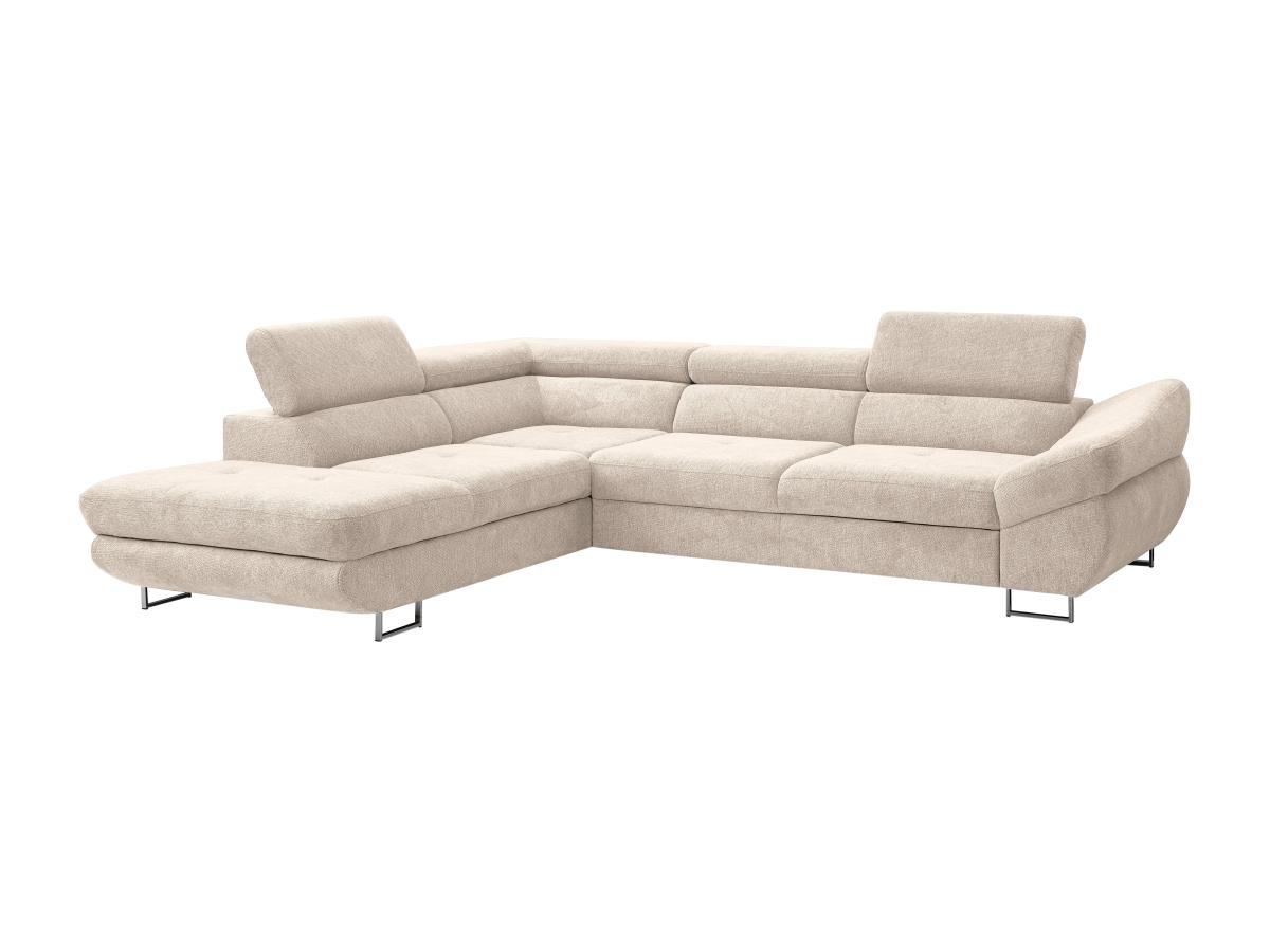 Ecksofa mit Schlaffunktion - Ecke links - Strukturstoff - Beige - DALIAS günstig online kaufen