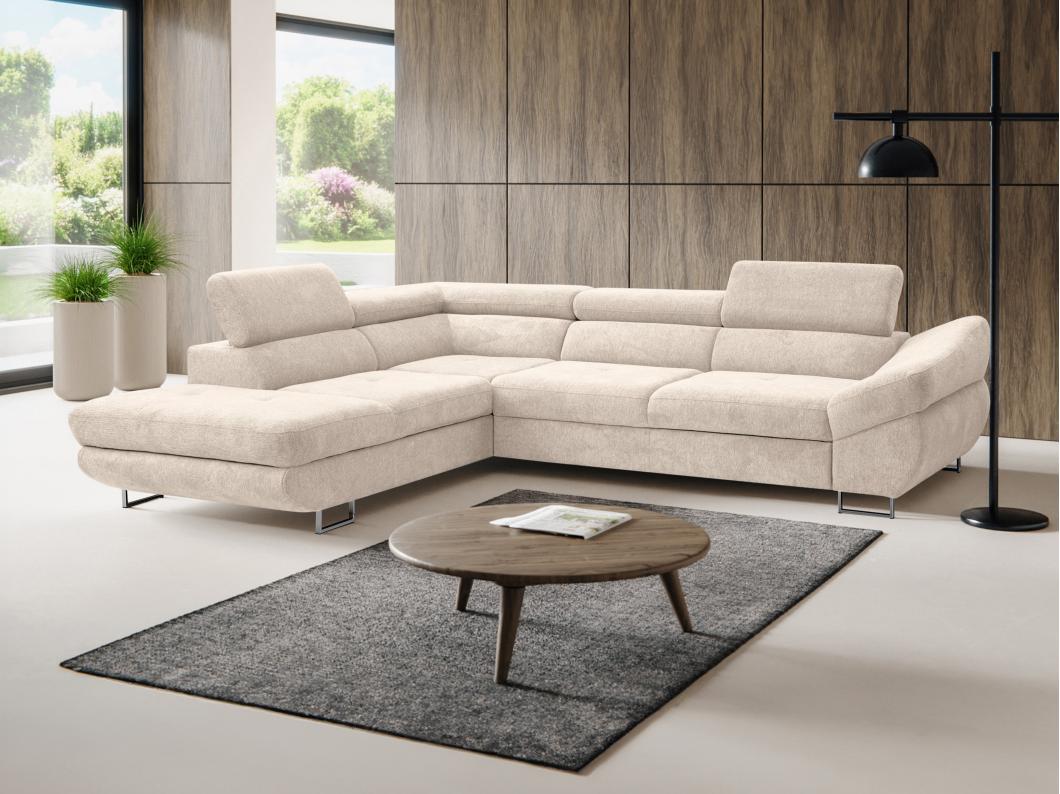 Divano letto in Tessuto testurizzato Beige - Angolo a sinistra - DALIAS