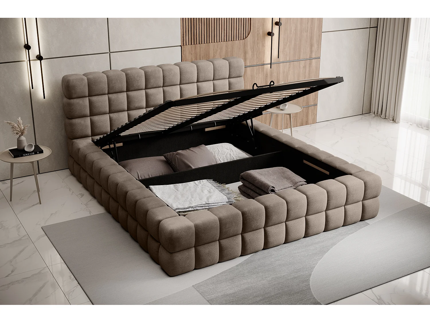 Letto Dario M (160x200)/Tessuto-Blu