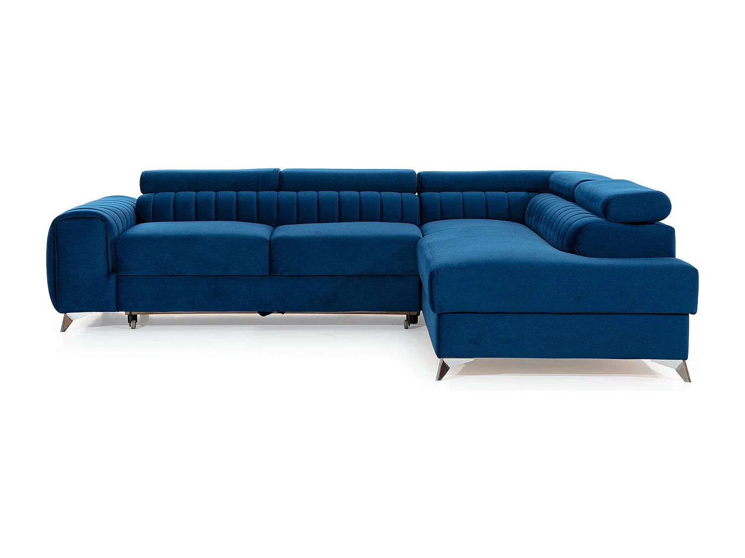 Canapé angle gauche convertible avec appuis-tête réglables velours gris foncé Lozan 275cm