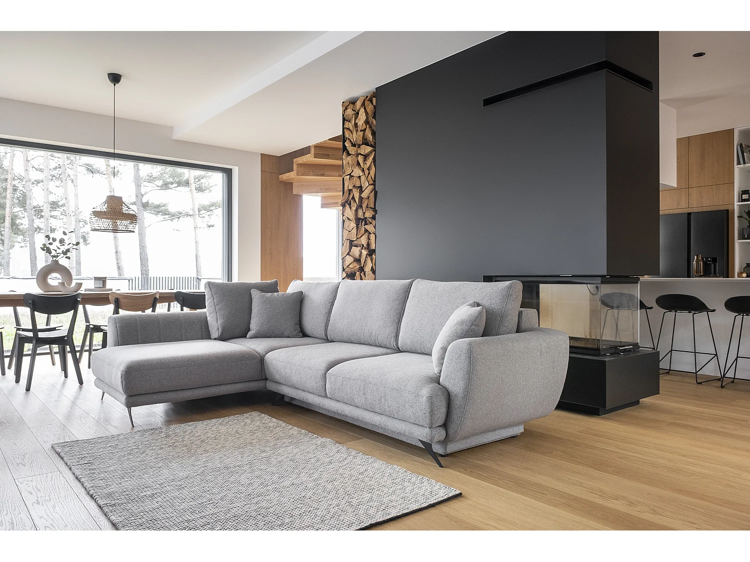 Canapé Corner Olivio L / En Stock/Tissu-Gris