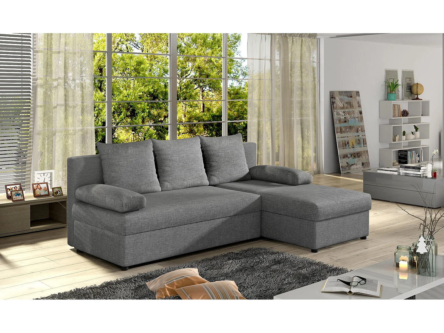Ecksofa Picano R / Ab Lager/Stoff-Anthrazit