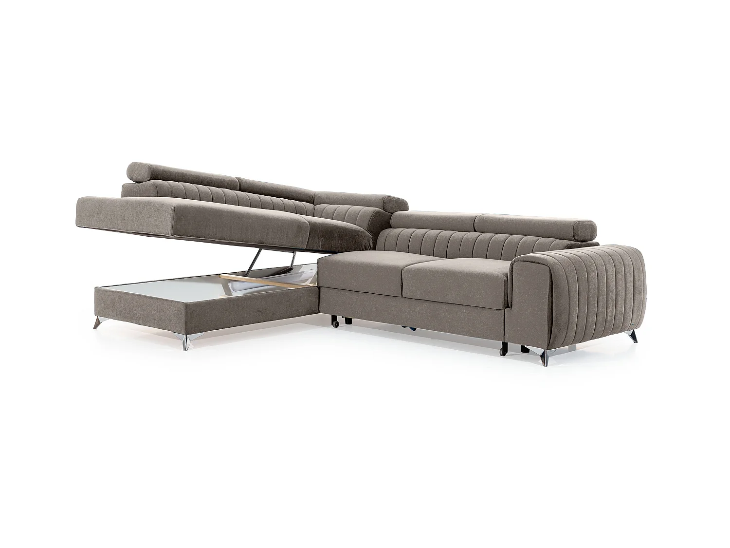 Divano d'angolo Genova L / In Magazzino/Tessuto-Grigio