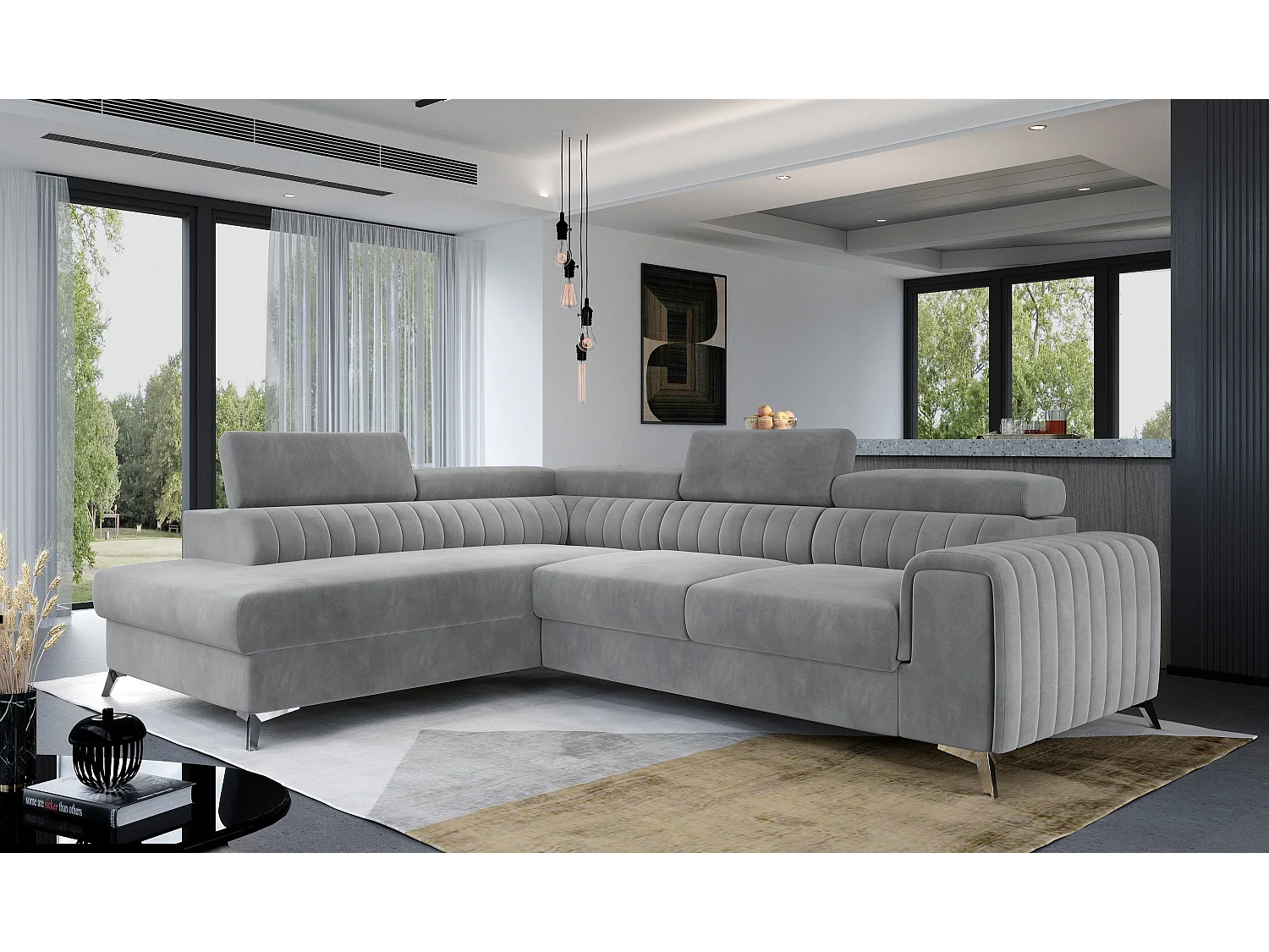 Ecksofa Genova L / Ab Lager/Stoff-Grau