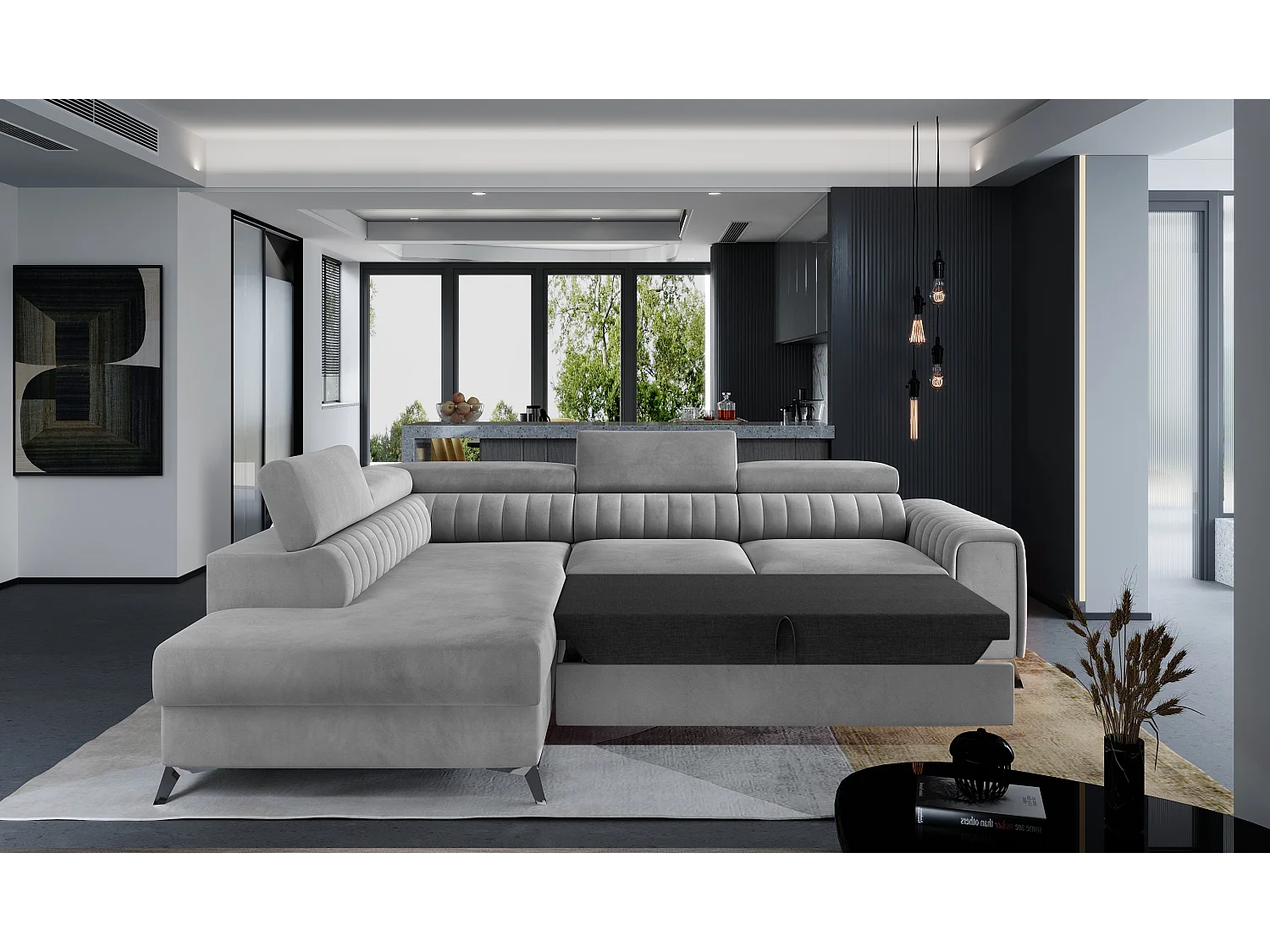 Ecksofa Genova L / Ab Lager/Stoff-Grau