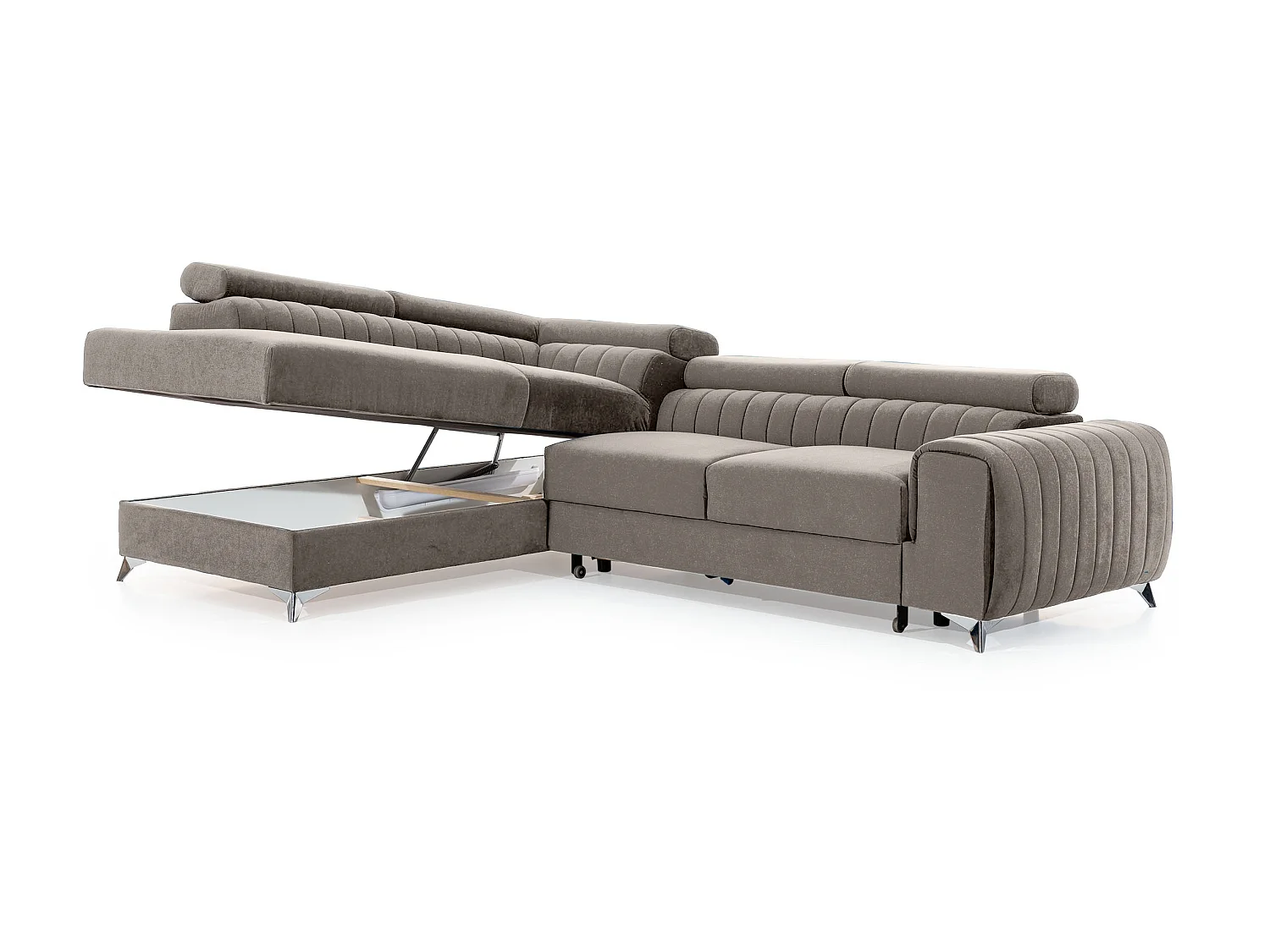 Ecksofa Genova L / Ab Lager/Stoff-Grau