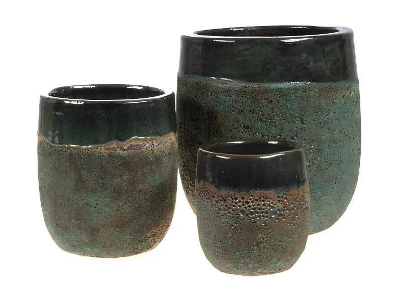 Set de 3 cache-pot Samoa vert