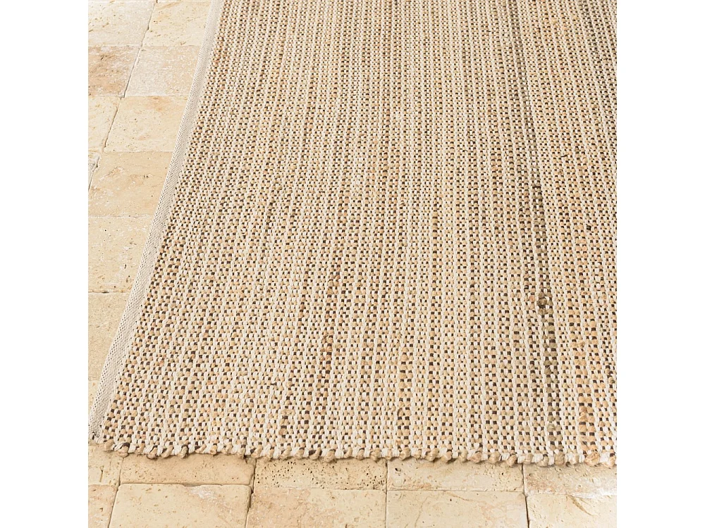 QUENTIN - Tapis rect 160x230cm jute et coton couleur beige/blanc/noir