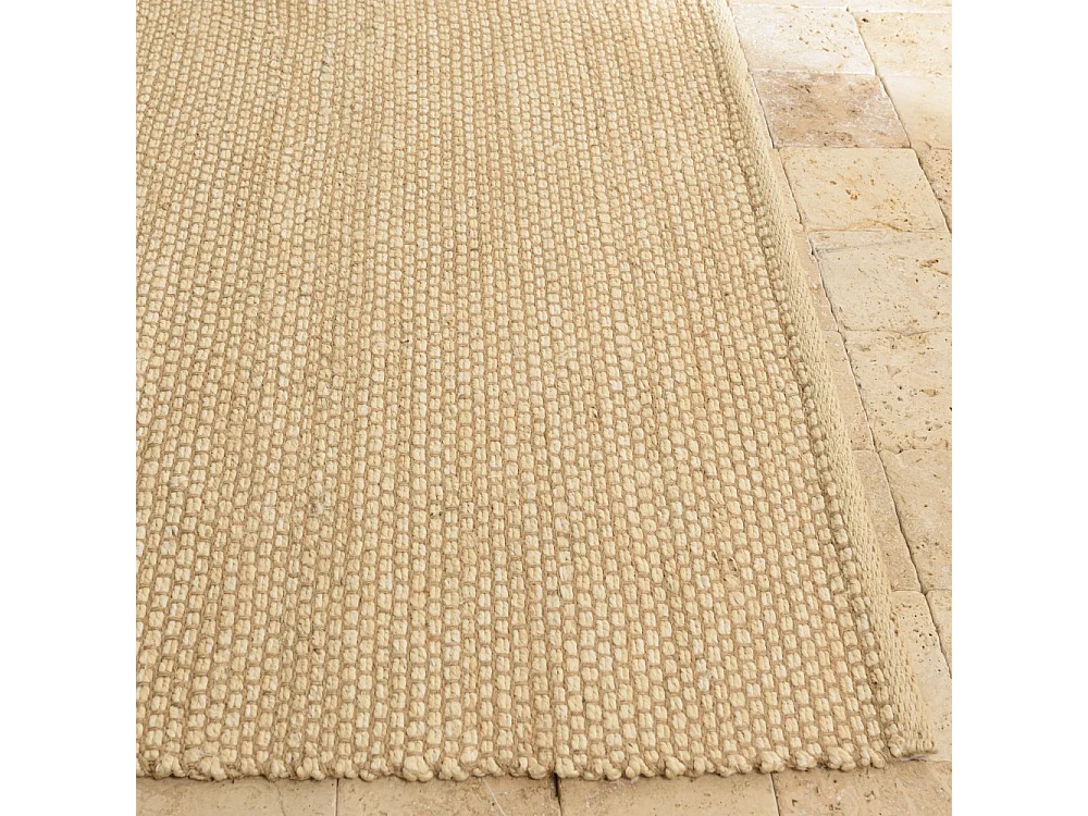 QUENTIN - Tapis rectangulaire 160x230cm en jute et coton beige