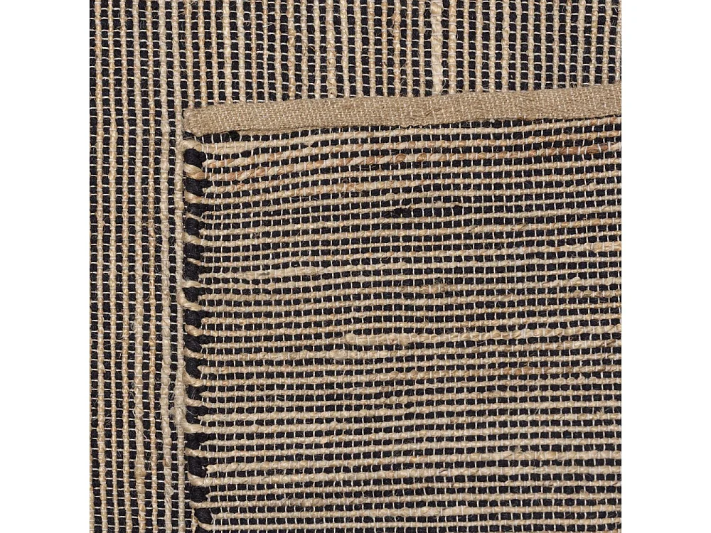 QUENTIN - Tapis rect. 160x230cm en jute et coton couleur beige et noir