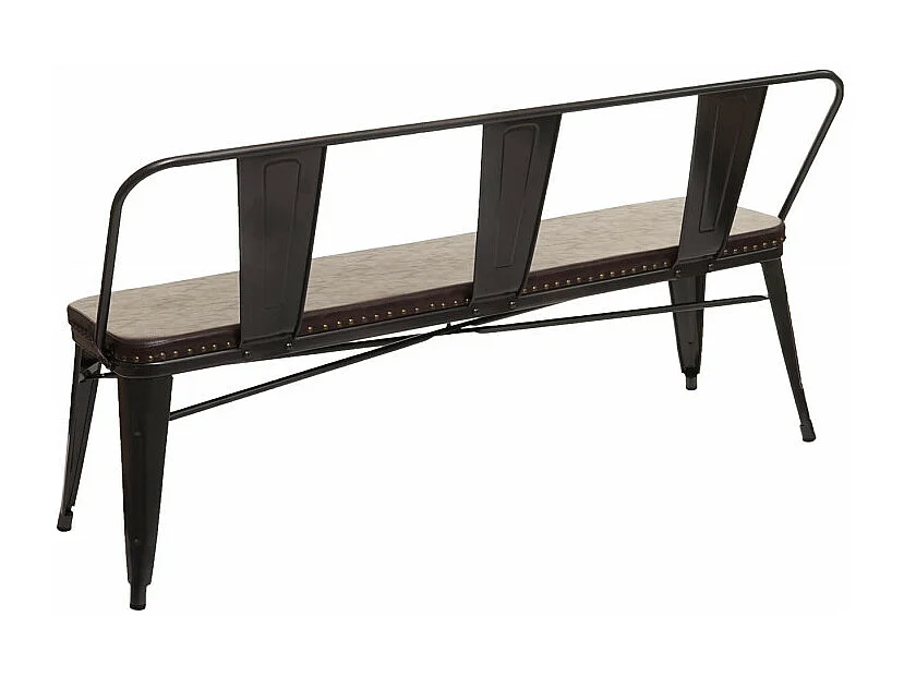 Banc à 3 places, HWC-H10,salle à manger, design chesterfield,industriel,gastronomie,similicuir - noir-marron