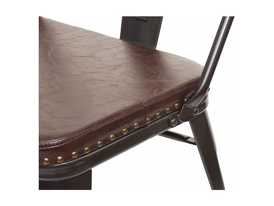 Banc à 3 places, HWC-H10,salle à manger, design chesterfield,industriel,gastronomie,similicuir - noir-marron