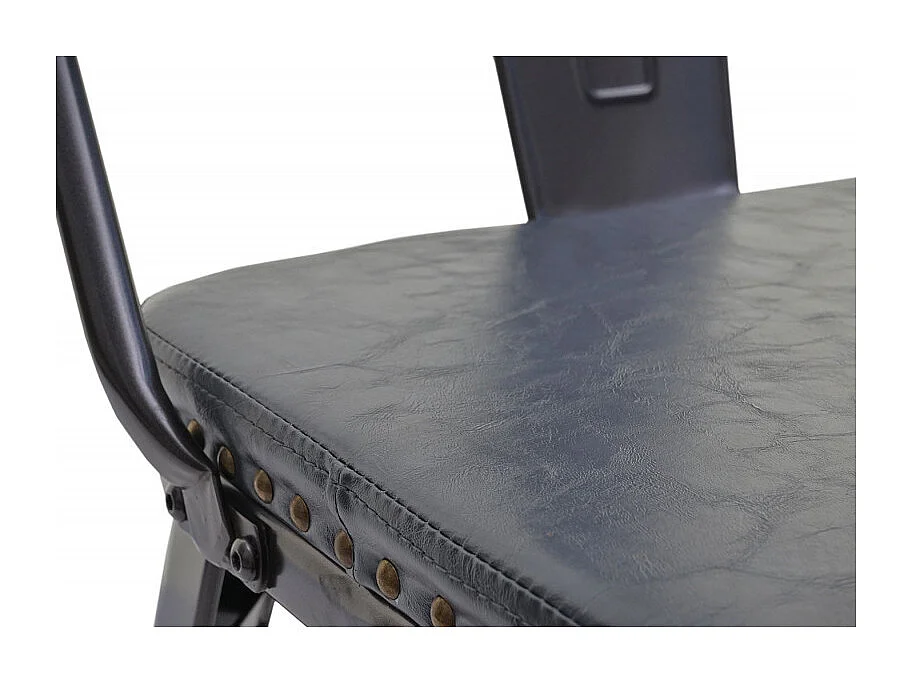 Banc à 2 places, HWC-H10, pour vestiaire, salle à manger, design industriel-vintage, similicuir - noir-gris