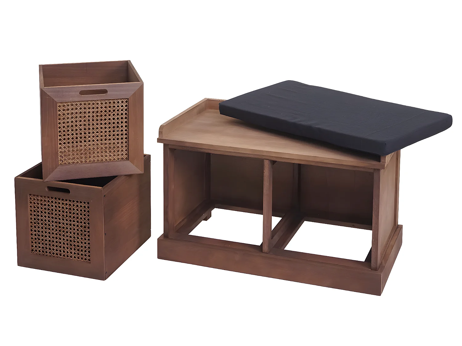 Banc HWC-J49, banc rembourré Banc de vestiaire 47x75x40cm ~ marron, rembourrage noir