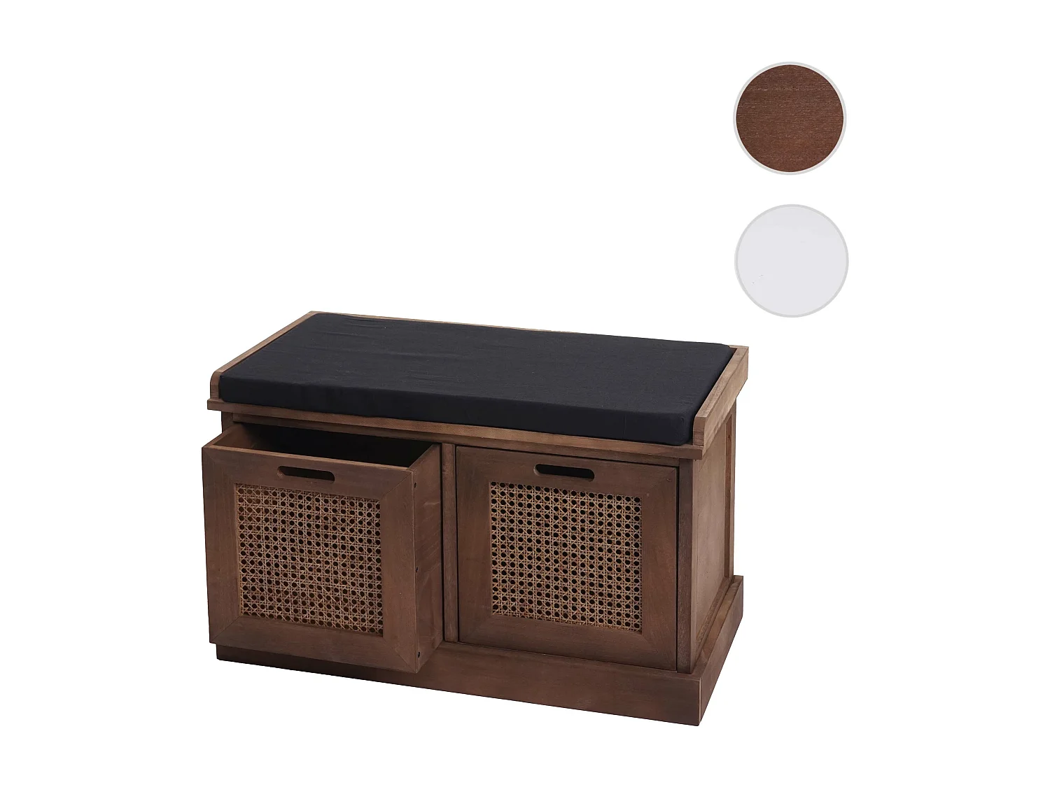 Banc HWC-J49, banc rembourré Banc de vestiaire 47x75x40cm ~ marron, rembourrage noir