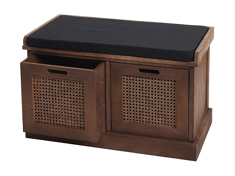 Banc HWC-J49, banc rembourré Banc de vestiaire 47x75x40cm ~ marron, rembourrage noir