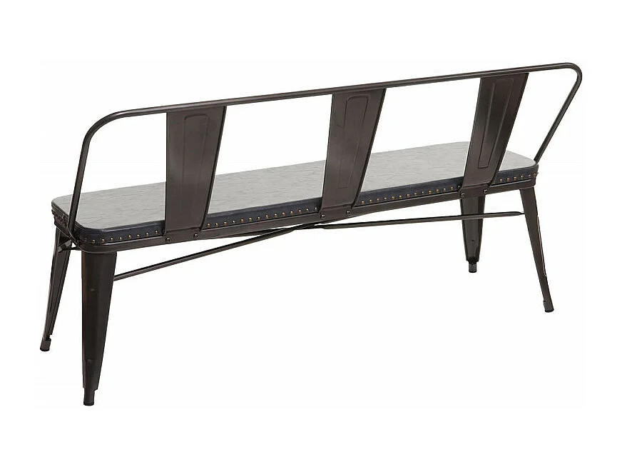 Banc à 3 places, HWC-H10, pour salle à manger,design chesterfield, industriel,gastronomie,similicuir-noir-gris