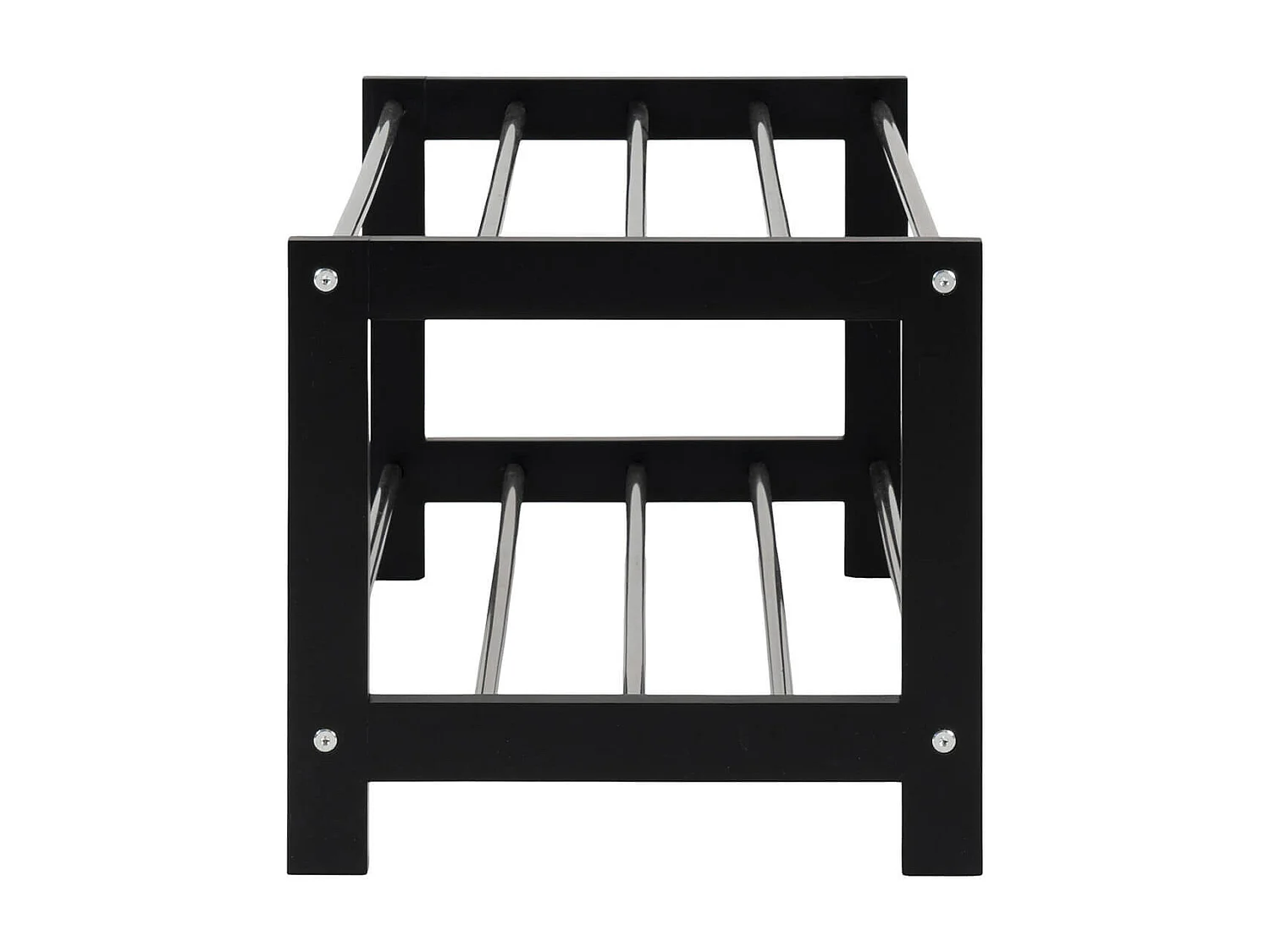 BOSCO - Etagère à Chaussures Peuplier Noir et Acier Chromé