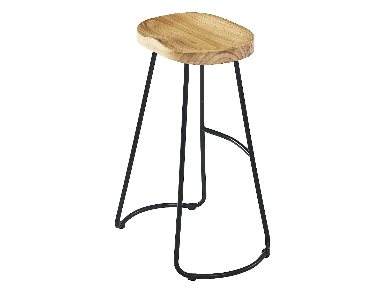 Lot de 2 tabourets de bar en métal et frêne naturel