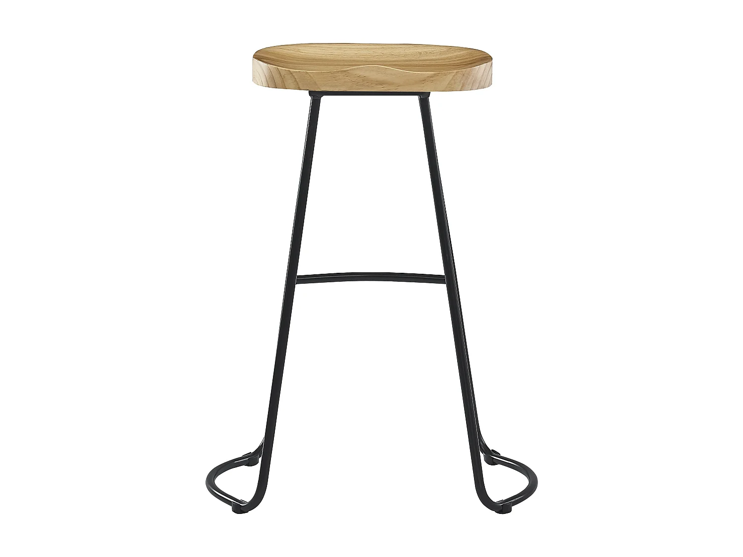 Lot de 2 tabourets de bar en métal et frêne naturel