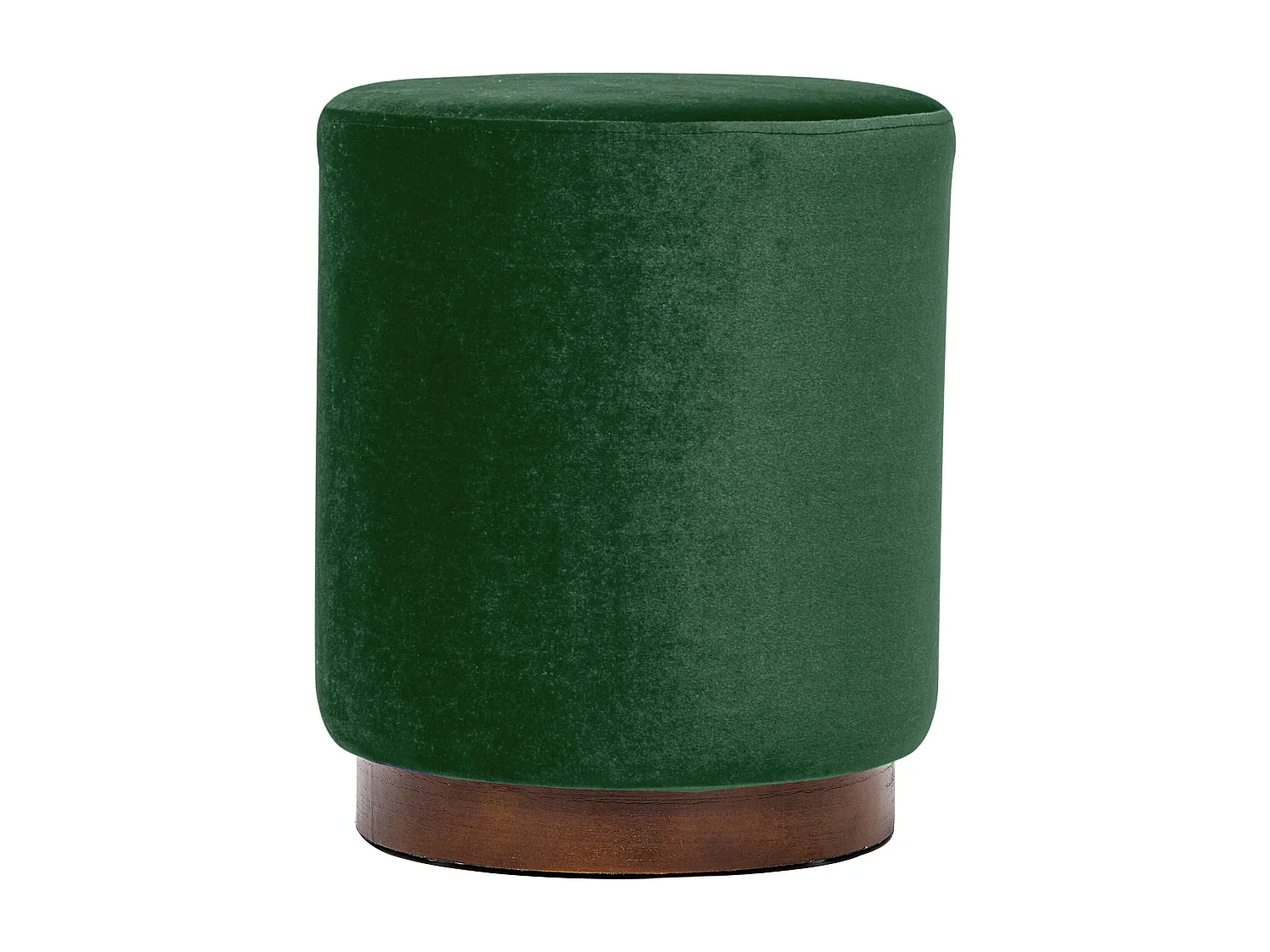 Pouf en velours vert et base en bois