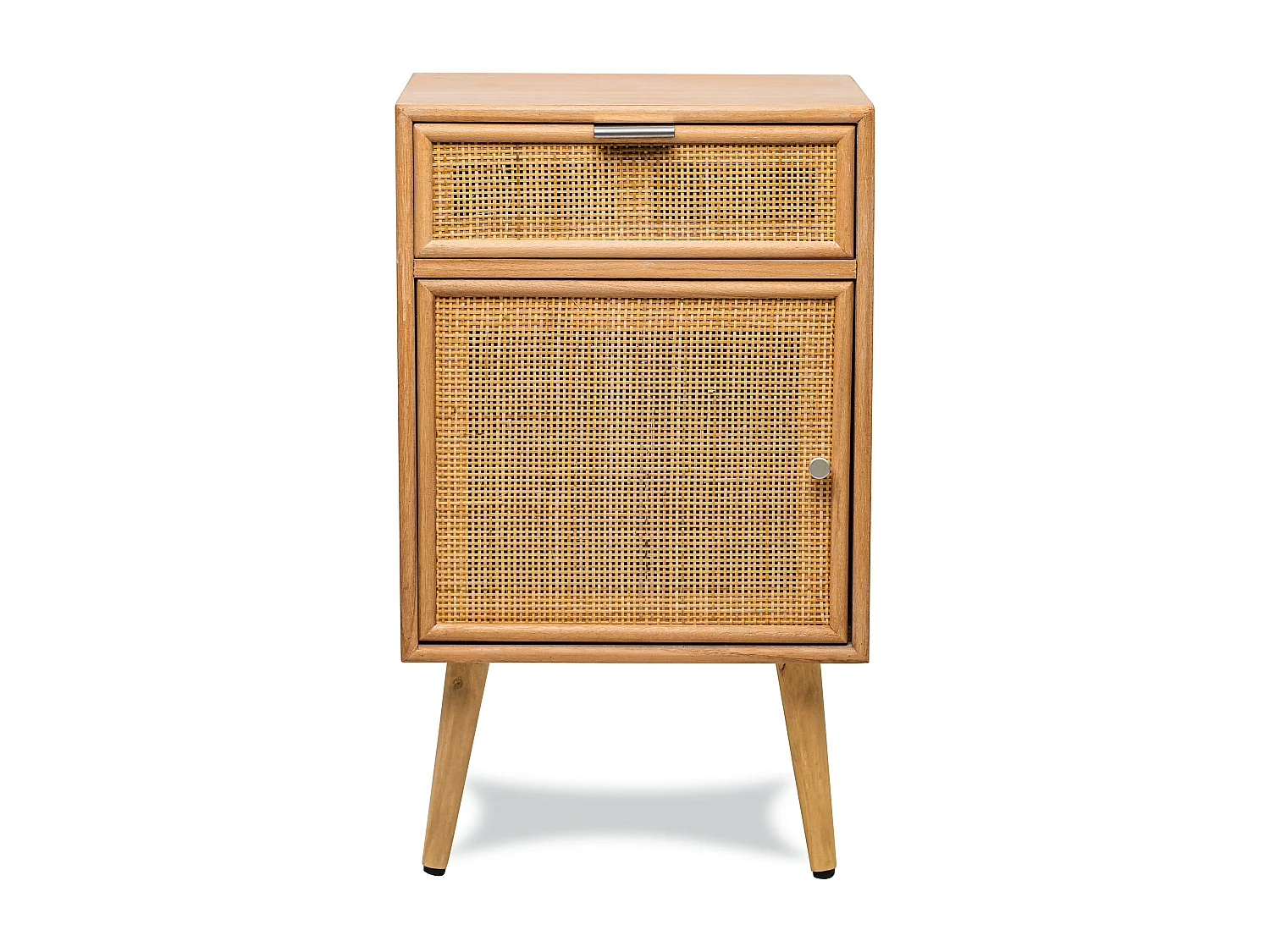 Table de chevet 1 porte et 1 tiroir en rotin naturel