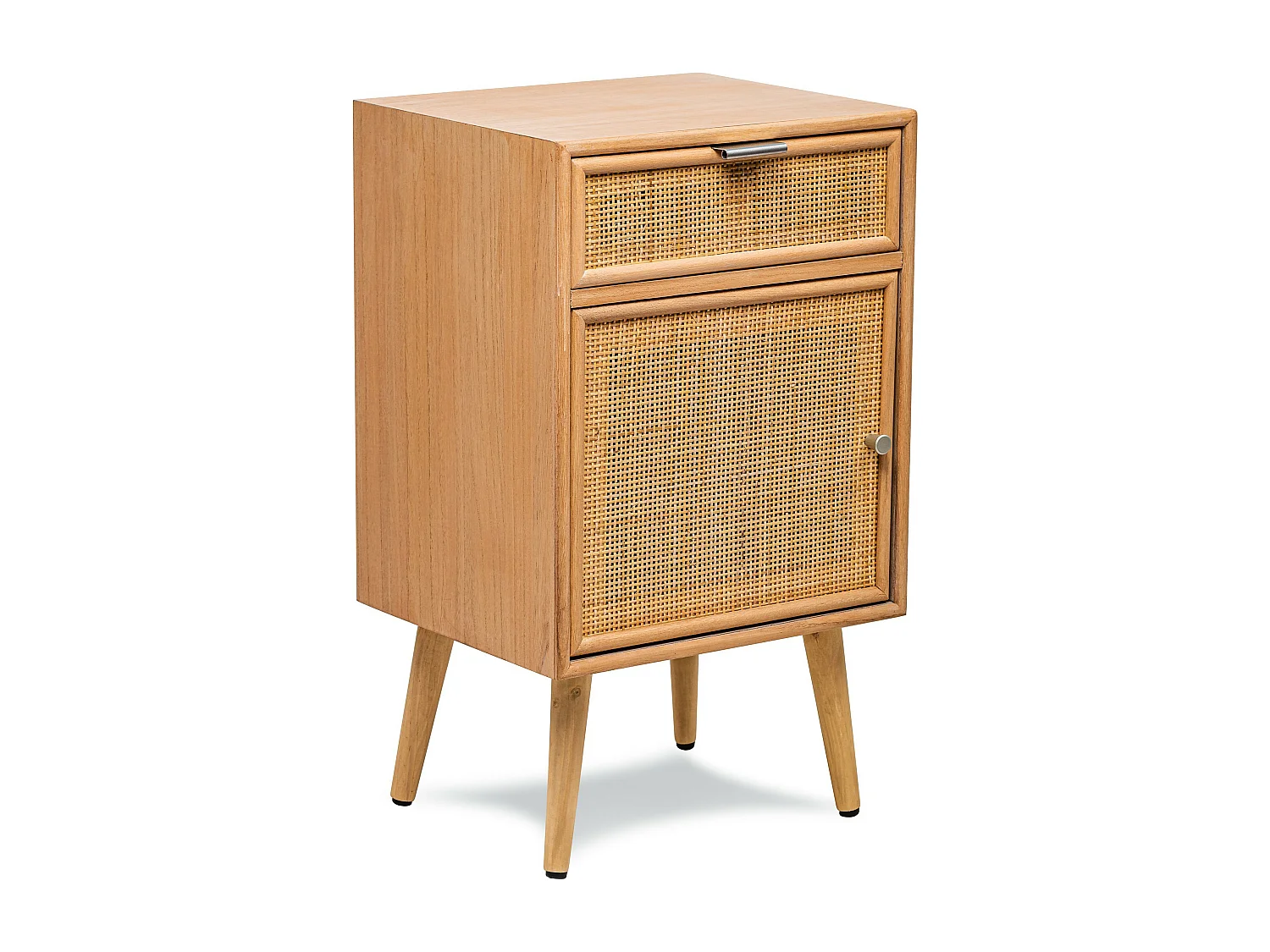 Table de chevet 1 porte et 1 tiroir en rotin naturel