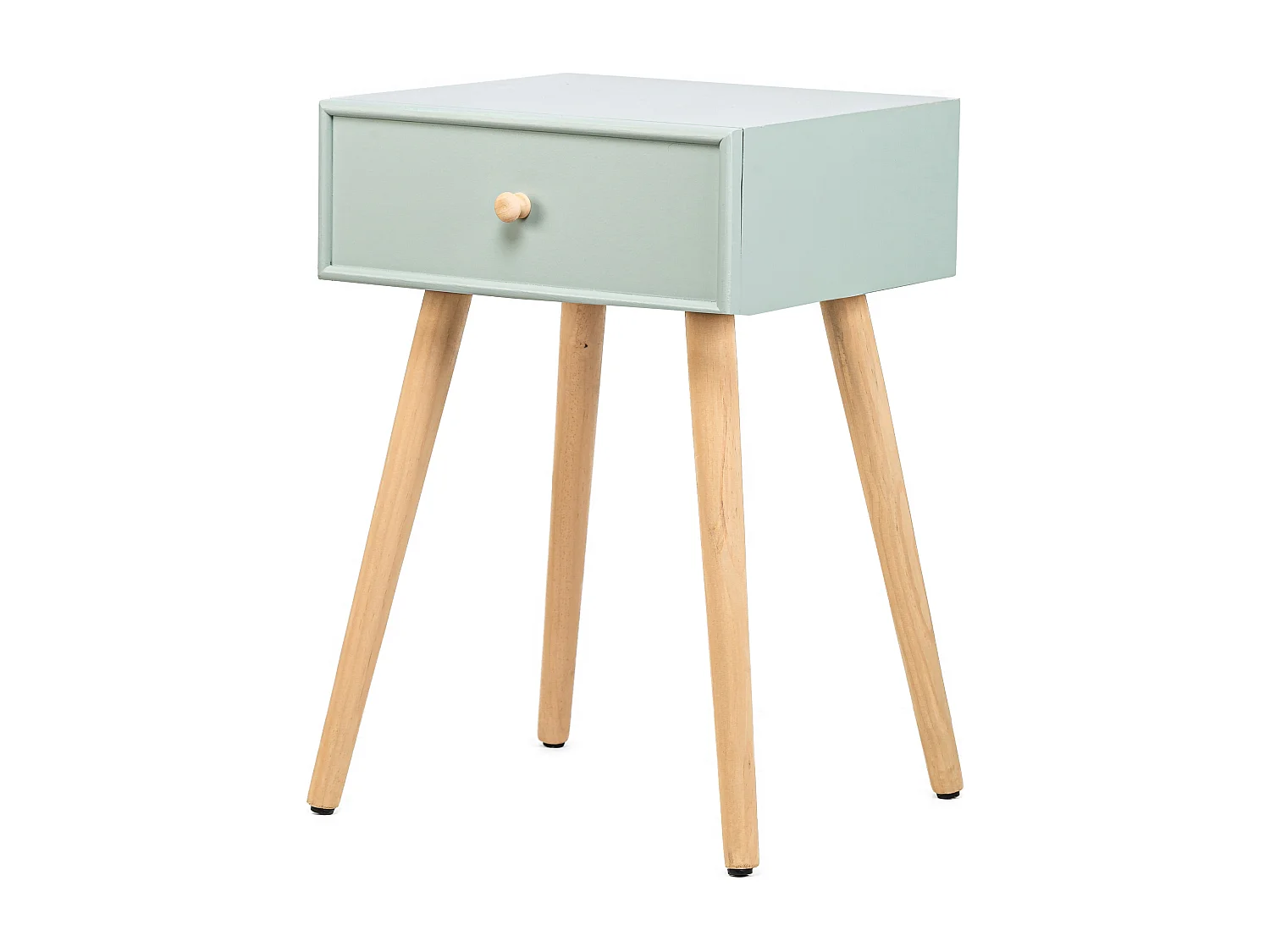 Table de chevet 1 tiroir en bois de hêtre vert menthe