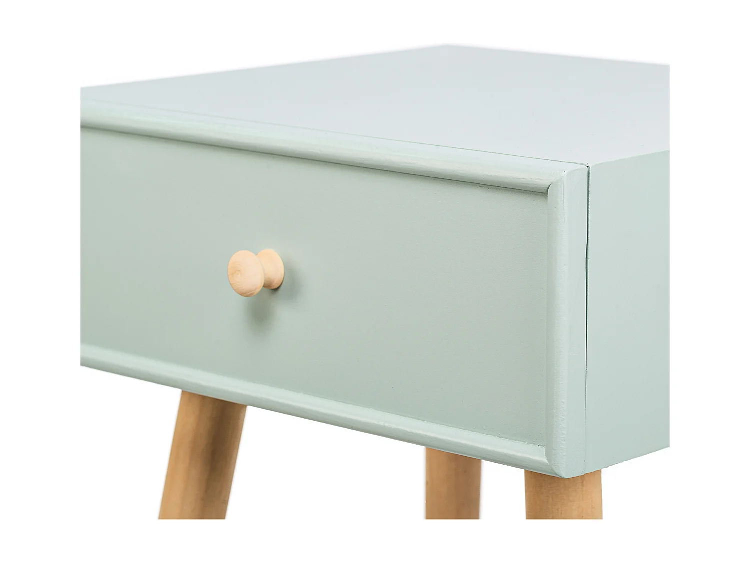 Table de chevet 1 tiroir en bois de hêtre vert menthe