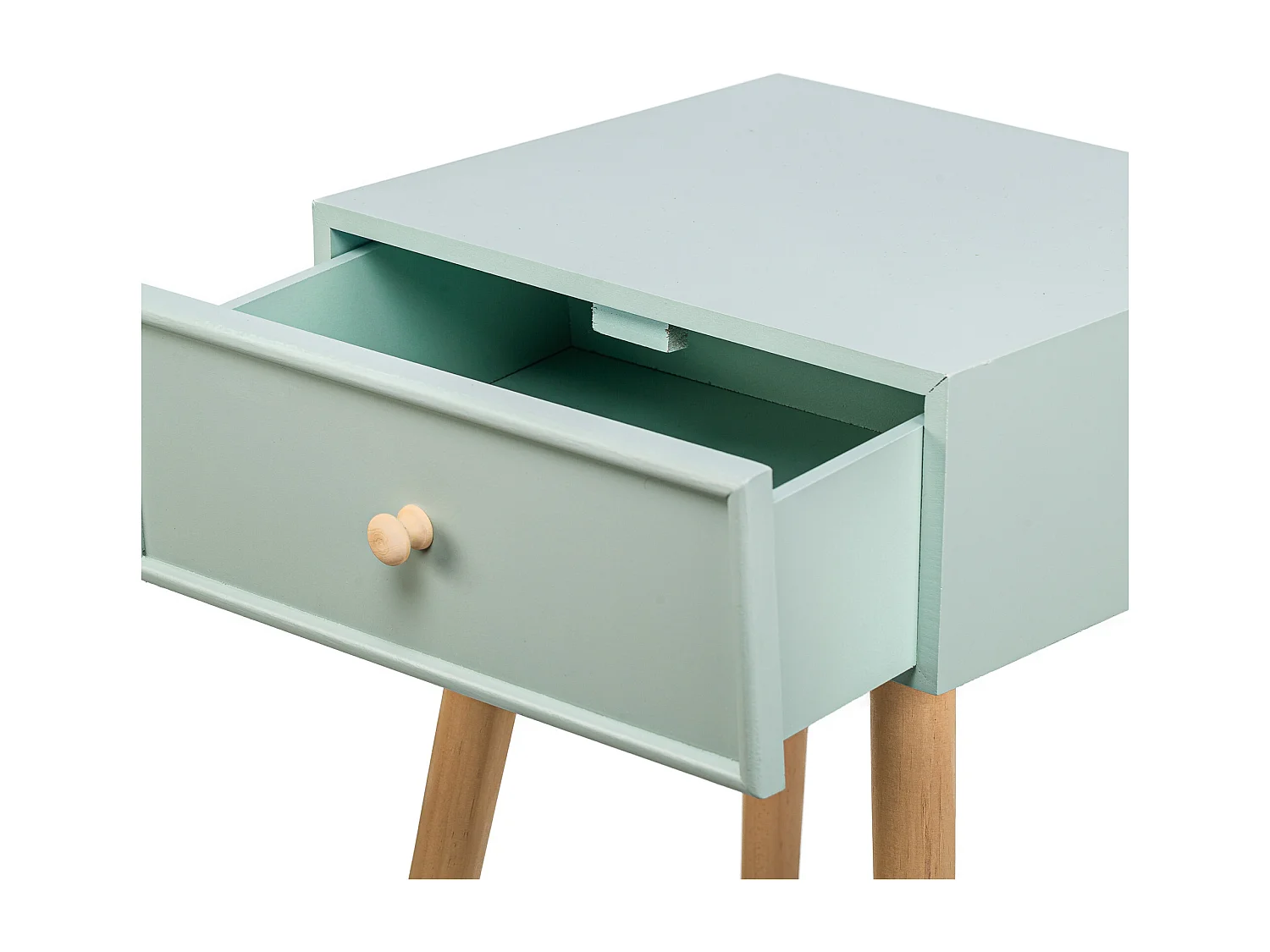 Table de chevet 1 tiroir en bois de hêtre vert menthe