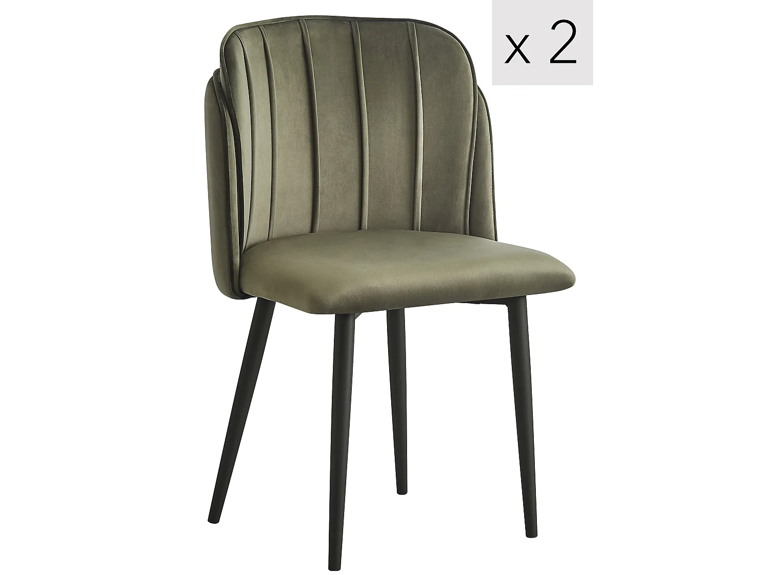 Lot de 2 chaises en métal et tissu vert kaki